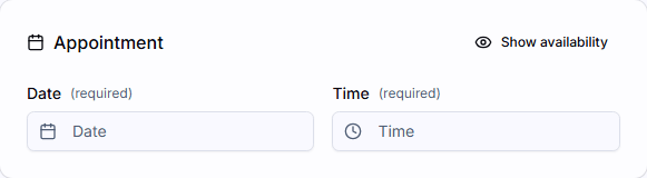 The scheduling section of the new order form