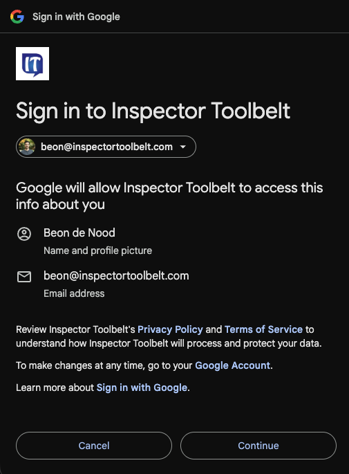 The OAuth consent screen listing the requesting app and the permissions it will receive